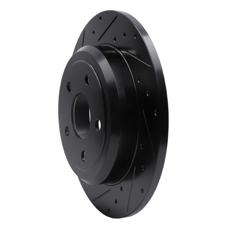 Dodge Durango Brake Rotor (1) - Rear Left - R1 Concepts - Drilled & Slotted - Black - `11-`22